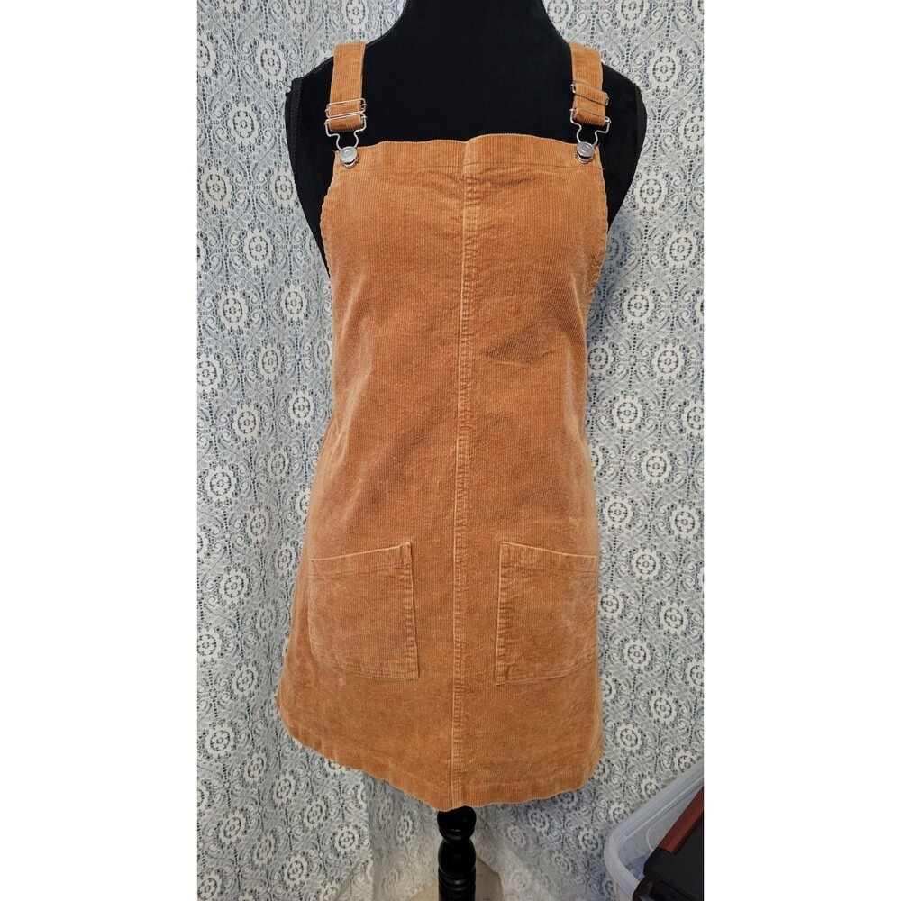 Altar'd State Brown Corduroy Jumper Bib Dress Size Small Fall Cottagecore